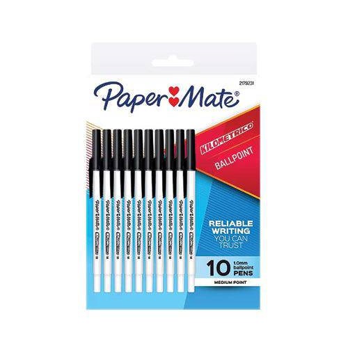 PAPERMATE KILOMETRICO BALL PEN Poly Pack10 Black